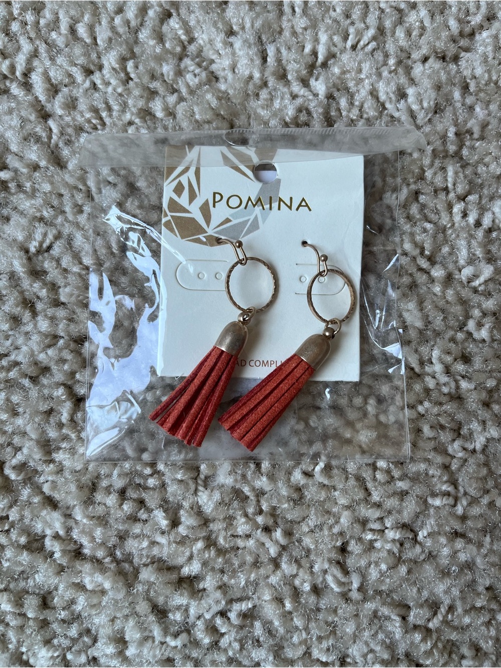 Pomina Red Tassel Hoop Earrings with Gold-Tone Accents